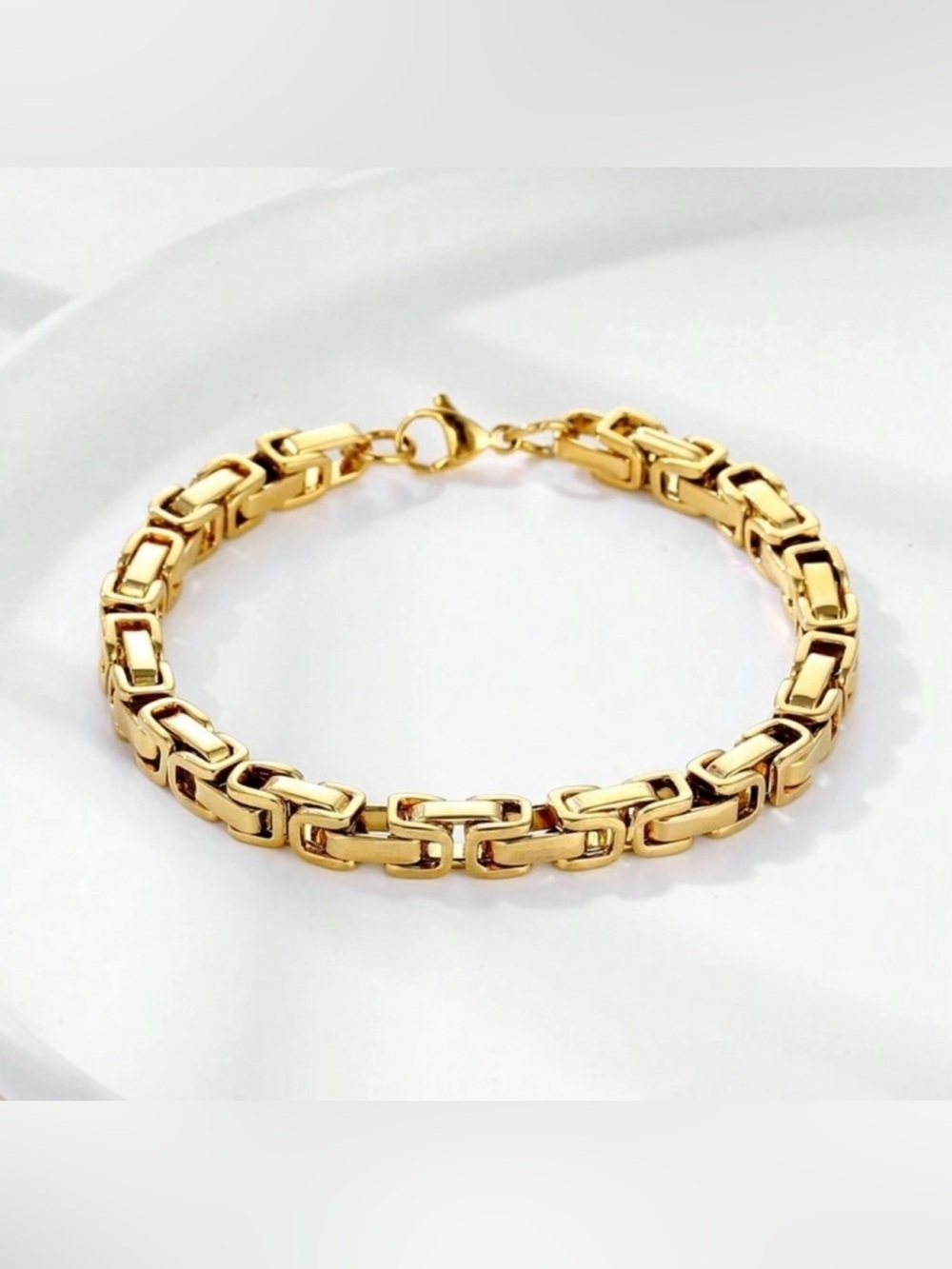 Gold Plated Stainless Steel Geometric Minimalist Chain Bracelet